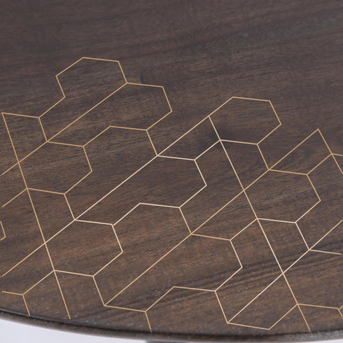 Acacia Wood Accent Table with Brass